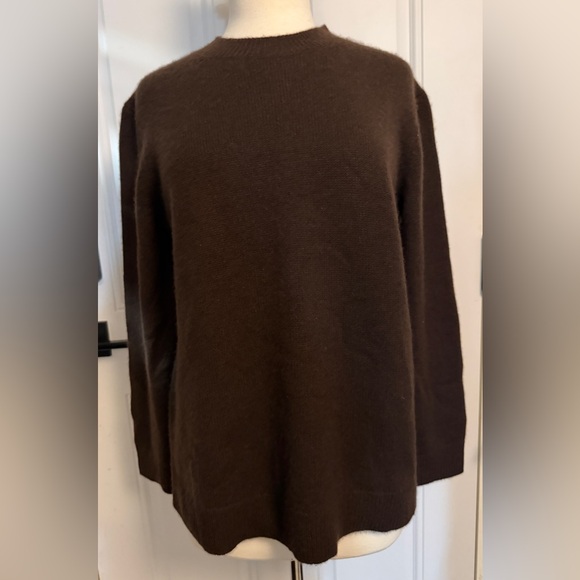 Theory Chocolate Brown Cashmere Fall Sweater Normcore Neutral Warm Cozy Academia - Picture 5 of 5